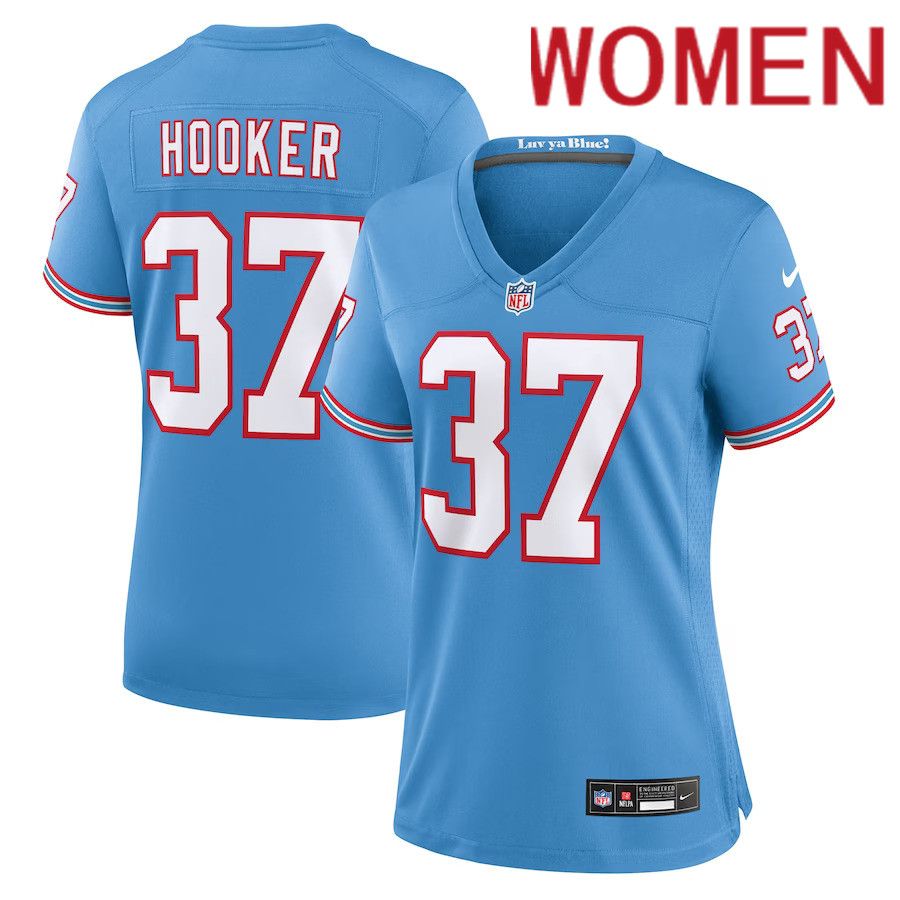 Women Tennessee Titans 37 Amani Hooker Nike Light Blue Oilers Throwback Player Game NFL Jersey